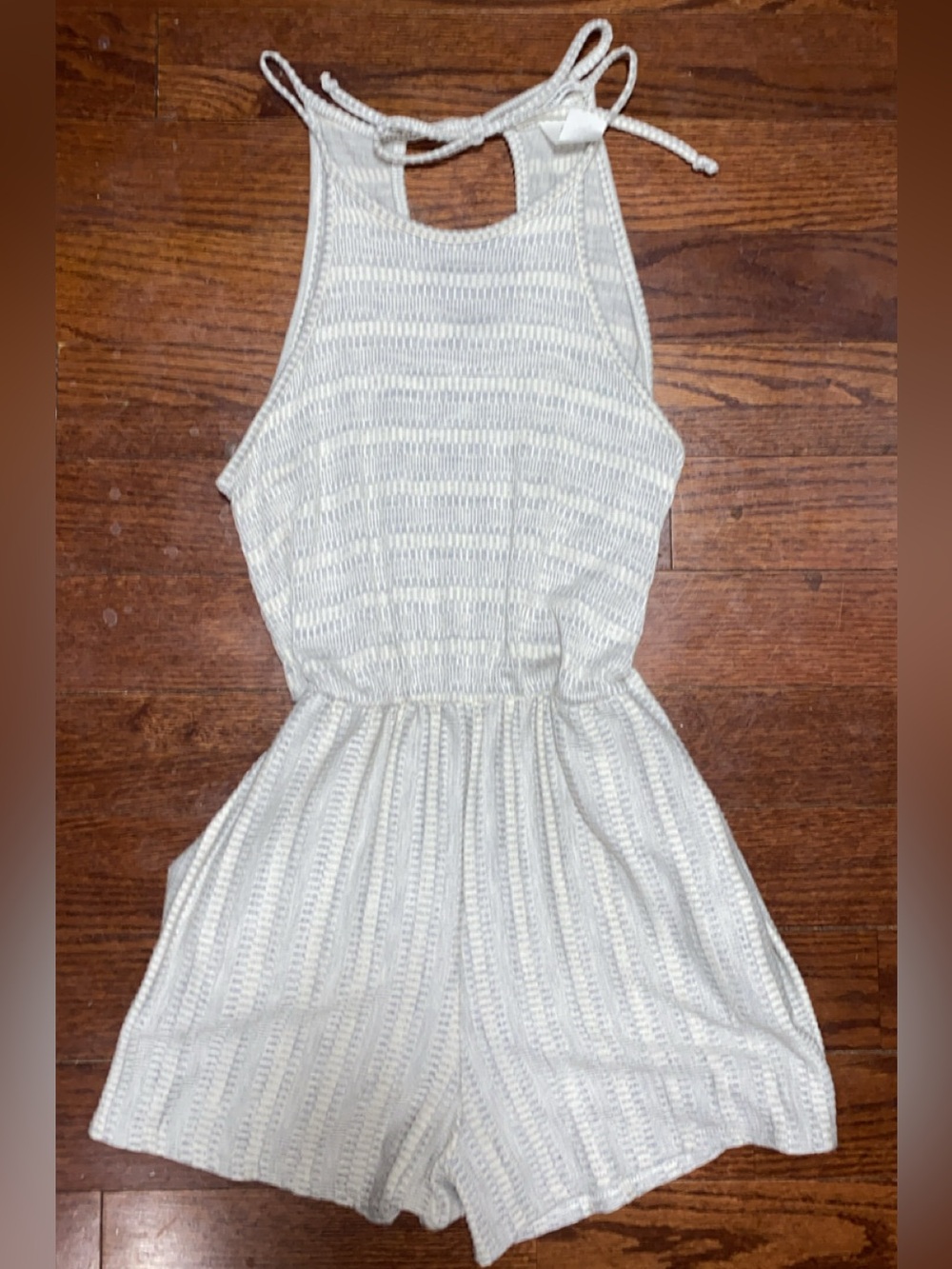 Sleeveless Knit Halter Romper in Light Ivory